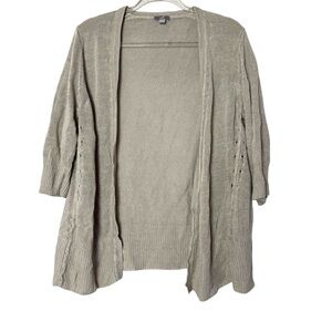 J. Jill Linen Short Sleeve Knit Cardigan in Tan Color Size Large.